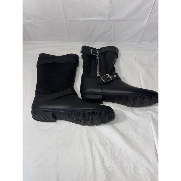 Burberry Black Claredon Shearling Riding Combat Boots Size 9 - Picture 7 of 16